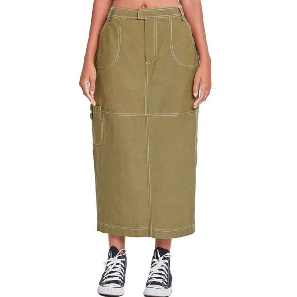 YMI Jeanswear Olive Green Mid Rise Cargo Maxi Skirt

New, with tags